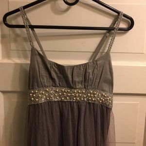 Juniors Boho Gray Embellished Minidress
